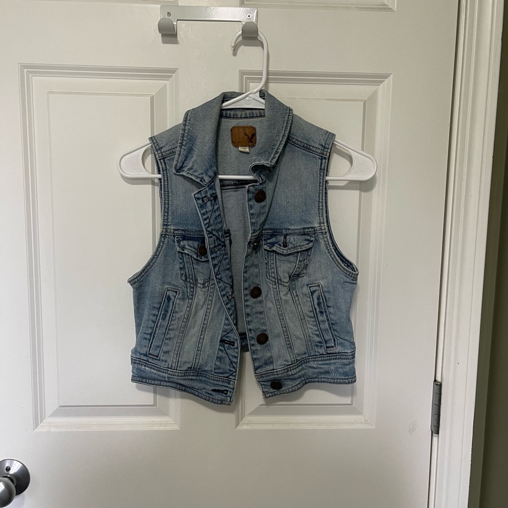 American Eagle jean jacket vest